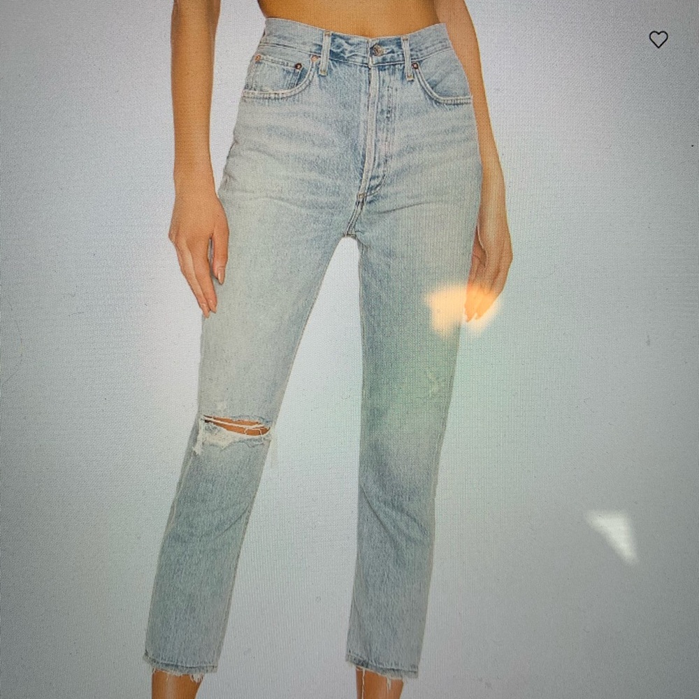 AGOLDE Riley High Rose Straight Crop Jeans